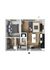 Modern 2D floor plan showcasing an inviting one-bedroom apartment with an open-concept kitchen and living area, spacious walk-in closet, and elegant bathroom design.
