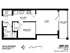 Modern floor plan of Unit 203 featuring 1 bedroom, open kitchen, cozy living space, and private balcony in Chicago, 621 sq ft.