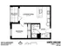 Modern 2D floor plan of a chic 1-bedroom, 1-bath apartment featuring an open living and kitchen area, cozy balcony, and efficient layout in Chicago, 575 sq ft.