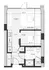 Chic floor plan with open living room, modern kitchen, cozy bed nook, and convenient bathroom layout.