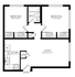 Modern floor plan featuring 2 bedrooms, spacious living area, and a well-appointed kitchen with ample closet space.