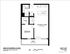 Modern floor plan for Unit 207 featuring 1 bedroom, 1 bath, and an expansive kitchen/living area, complete with a private deck at 4806 N Magnolia Ave.
