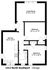 Chic floor plan of a Chicago apartment featuring 2 bedrooms, open kitchen, and spacious living room at 1412 North Southport.
