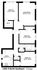 Chic floor plan at 1406-S North Southport, Chicago showcasing 3 spacious bedrooms, a cozy living room, and an efficient kitchen layout.
