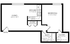 Modern floor plan showcasing a spacious living area, an efficient kitchen, one bedroom, and a luxurious bathroom, complete with ample storage and a convenient closet space.