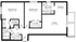 Modern floor plan showcasing two spacious bedrooms, a stylish kitchen, and open-concept living and dining areas leading to an inviting balcony.