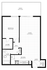 Modern floor plan showcasing 1 bedroom and spacious living area with kitchen, bath, and large patio, ideal for stylish living.