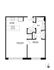 Unit G floor plan featuring a spacious living room, modern kitchen, cozy bedroom, and a stylish bath.