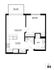 Modern floor plan for Unit B5 featuring one bedroom, spacious living room, open kitchen, and balcony.