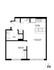 Modern floor plan for Unit F5 featuring one spacious bedroom, a well-designed kitchen, and an inviting living room.