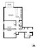 Contemporary 2-bedroom floor plan featuring a spacious living room, modern kitchen, and private balcony for seamless indoor-outdoor living. Includes a full and half bath for convenience.