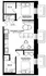 Modern floor plan featuring 2 bedrooms, an open kitchen and living area, utility space, and a stylish bathroom.