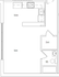 Modern studio floor plan with open kitchen, spacious living area, and convenient bathroom layout.