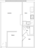 Modern floor plan featuring a spacious living room, sleek kitchen, cozy bedroom, and a well-appointed bath with closet.