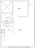 Inviting floor plan showcasing a cozy bedroom, modern bath, and open kitchen-living room layout.