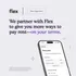 Promotional image showcasing a partnership with Flex, highlighting flexible rent payment options on a modern smartphone interface.