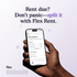 Innovative rent payment solution showing Flex Rent app on smartphone screen, allowing users to split payments effortlessly.