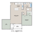 Sleek 2D floor plan featuring a spacious bedroom, great room, kitchen, bathroom, den, and deck.