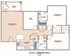 Detailed floor plan of a 2-bedroom apartment with a den, great room, kitchen, and two bathrooms.
