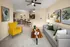 Living room with couch and dining table at Abberly Twin Hickory Apartments in Glen Allen, VA