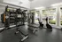 Fitness center with weights and a punching bag at Abberly Grove Apartments in Raleigh, NC