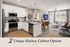 Elegant open-concept apartment showcasing a modern kitchen with unique cabinet options, a cozy living room, and ample natural light.