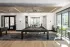 Billiards room with modern lighting and gathering spaces at Abberly Royal Creek in Raleigh, NC.