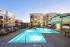Aerial view of the resort-style saltwater pool and sundeck at Abberly Royal Creek in Raleigh, NC.