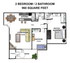 2 bedroom floor plan