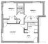 Modern floor plan showcasing 2 bedrooms, a cozy living room, and a functional kitchen layout.