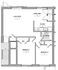 Modern floor plan featuring two cozy bedrooms, an open living room, dining area, functional kitchen, and a well-designed bathroom.