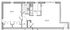 Modern apartment floor plan featuring a spacious bedroom, combined kitchen and living/dining area, and a well-appointed bathroom.