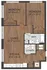 Elegant apartment floor plan showcasing two spacious bedrooms, open living area, modern kitchen, full bath, and half bath with washer/dryer space.