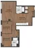 Modern apartment floor plan featuring 2 bedrooms, a spacious living room, and a well-equipped kitchen.