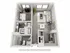 Contemporary 3D floor plan showcasing 1 bedroom, a modern living area, cozy kitchen, and a sleek bathroom with in-unit washer and dryer.