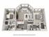 Modern 3D floor plan showcasing two elegant bedrooms, a chic open living and dining area, and a sleek kitchen with bar seating, designed for contemporary living.