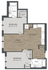 Modern 2-bedroom floor plan featuring an open living area, sleek kitchen, and two stylish bathrooms with ample storage.