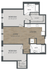 Modern apartment floor plan showcasing 2 spacious bedrooms, open-concept living and kitchen area, and 2 full bathrooms with ample closet space.