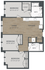 Modern 2D floor plan showcasing 3 bedrooms, a spacious open-concept living and kitchen area, and 2 bathrooms, ideal for comfort and functionality.