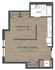 Modern floor plan featuring a cozy bedroom, bathroom, and open kitchen/living area, perfect for efficient living.