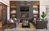 Stylish living room featuring a modern fireplace, sleek furniture, and elegant decor.
