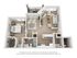 Charming 3D floor plan showcasing 1 bedroom, spacious living room with fireplace, open dining area, modern kitchen, and balcony.