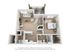 Inviting 2D apartment floor plan featuring a cozy bedroom, spacious open-plan living room, modern kitchen, stylish bathroom, and balcony with outdoor seating.