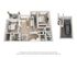 Modern 3D floor plan featuring two elegant bedrooms, a cozy living room, stylish kitchen, and a convenient garage. Enjoy a spacious balcony, ideal for relaxation.