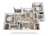 Inviting 3D apartment floor plan showcasing 2 bedrooms, a cozy living area, modern kitchen with a breakfast bar, and a private balcony.