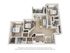 Modern apartment 3D floor plan featuring 2 spacious bedrooms, an open living room with a balcony, elegant kitchen with a breakfast bar, and 2 bathrooms for convenience.