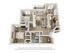 Modern 3D floor plan featuring 2 bedrooms, a cozy living area, and a stylish kitchen with dining space. Includes a convenient bathroom and laundry area.