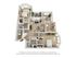 Inviting 3D floor plan showcasing 2 bedrooms, a cozy fireplace, open living and dining area with balcony access, and a well-equipped kitchen.