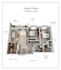 Colony Deluxe floor plan showcasing two spacious bedrooms, an open living area, and a newly renovated kitchen, totaling 1,050 sq ft. Features include a large patio, suitable office space, and two full bathrooms.