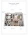 Forrester Deluxe 3D floor plan featuring one bedroom, spacious living room, newly renovated kitchen, and bathroom in 700 sq ft. Includes a patio and dining area.